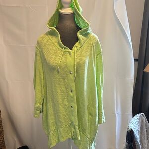 Size 2 Women's Lime Green Hooded Long Sleeve Top